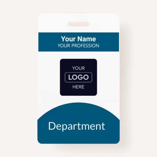 Professionele Navy Blue Business Logo Naam Badge (Voorkant)