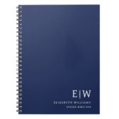 Professionele Navy Blue Business Monogram Initiaal Notitieboek (Voorkant)