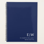 Professionele Navy Blue Business Monogram Initiaal Planner (Voorkant)