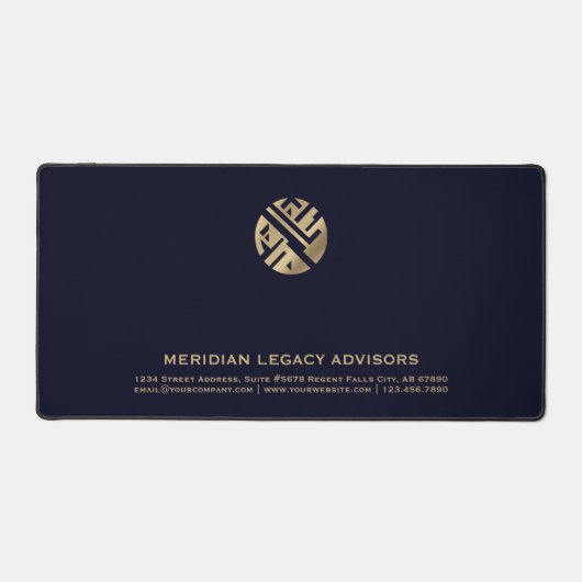 Professionele Navy Blue Gold Luxury Logo Bureaumat (Voorkant)