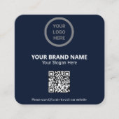 Professionele Navy Blue OCR Custom Logo Branding Vierkante Visitekaartje (Voorkant)