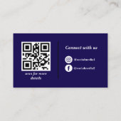 Professionele Navy Custom Business Logo QR Code Visitekaartje (Achterkant)