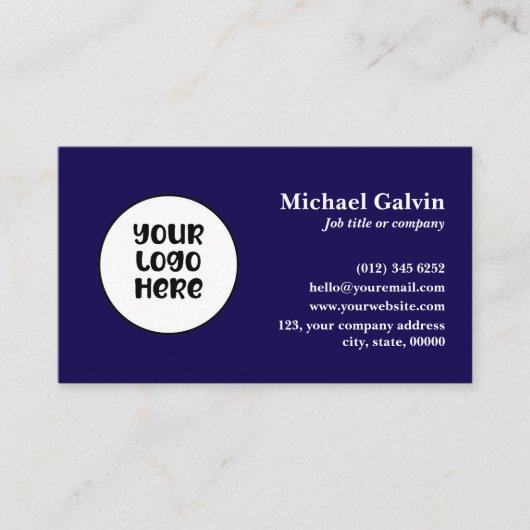 Professionele Navy Custom Business Logo QR Code Visitekaartje (Voorkant)