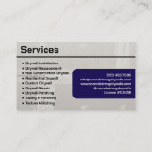 Professionele Navy Drywall Contractor Branding Visitekaartje (Achterkant)