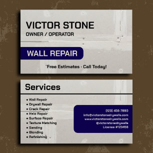 Professionele Navy Muur Reparatie Branding Visitekaartje