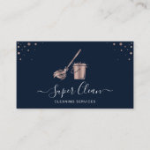 Professionele Navy Roos Gouden Huis Schoonmaak Mai Visitekaartje (Voorkant)