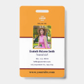 Professionele Navy Security Badge: Foto & Bedrijf Badge (Front)