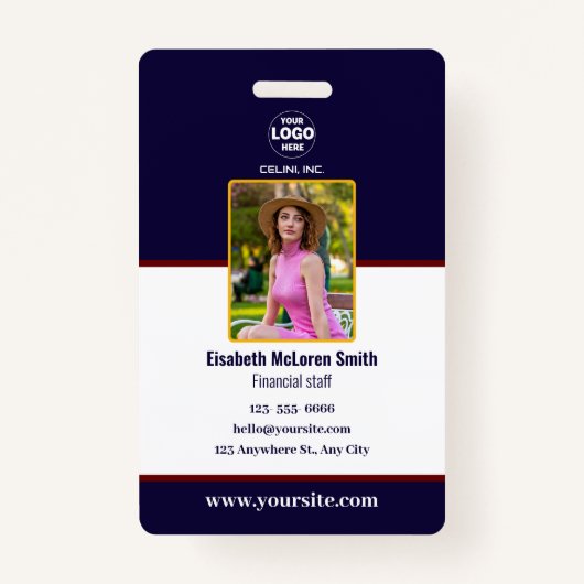 Professionele Navy Security Badge: Foto & Bedrijf Badge (Voorkant)