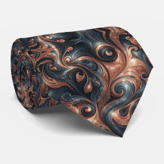 Professionele Navyblauw en Koperen Marmer Stropdas