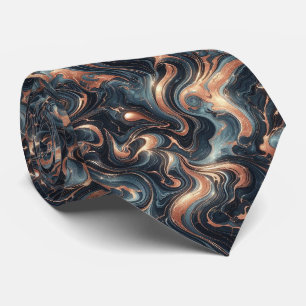 Professionele Navyblauw en Koperen Marmer Stropdas