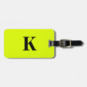 Professionele Neon Chartreuse Gele Monogram Naam Bagagelabel (Voorkant horizontaal)