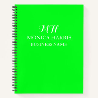 Professionele Neon Groene Monogram Eerste Letter Z Notitieboek