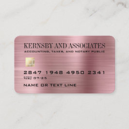 Professionele nep-metalen roze creditcardstijl visitekaartje