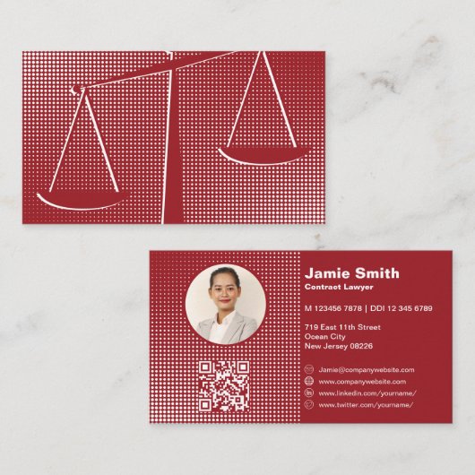 Professionele notaris Advocaat Rode Visitekaartje Klantenkaartje (Voorkant / Achterkant)