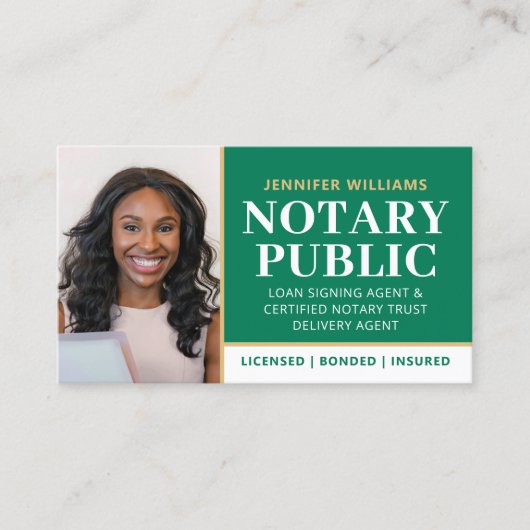 Professionele Notaris Openbare Foto QR Code Groen Visitekaartje (Voorkant)