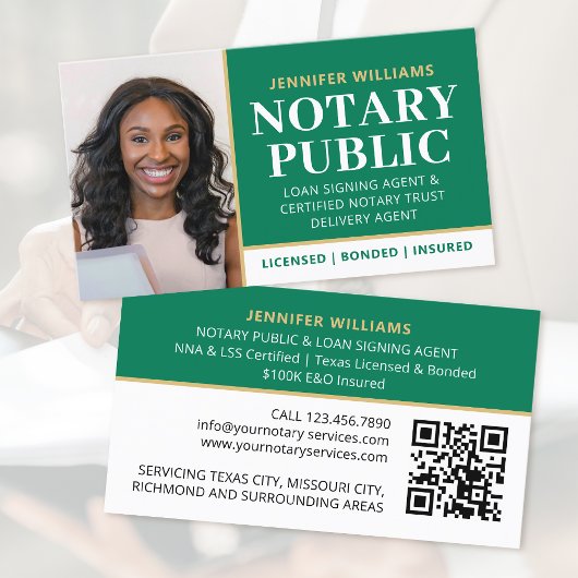 Professionele Notaris Openbare Foto QR Code Groen Visitekaartje