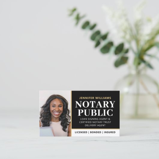 Professionele Notaris Openbare Foto QR Code Zwart Visitekaartje (Staand voorkant)