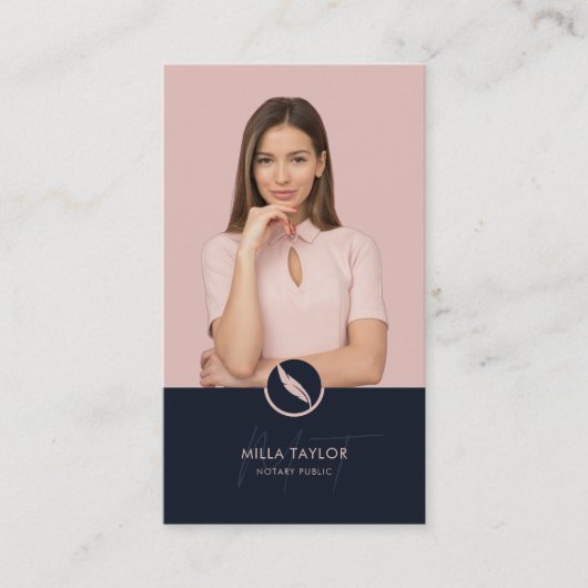 Professionele notaris openbare monogram foto visitekaartje (Voorkant)