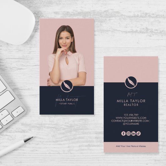 Professionele notaris openbare monogram foto visitekaartje
