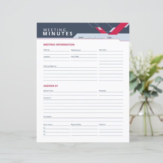 Professionele notulen van vergaderingen Sjabloon (Staand voorkant)