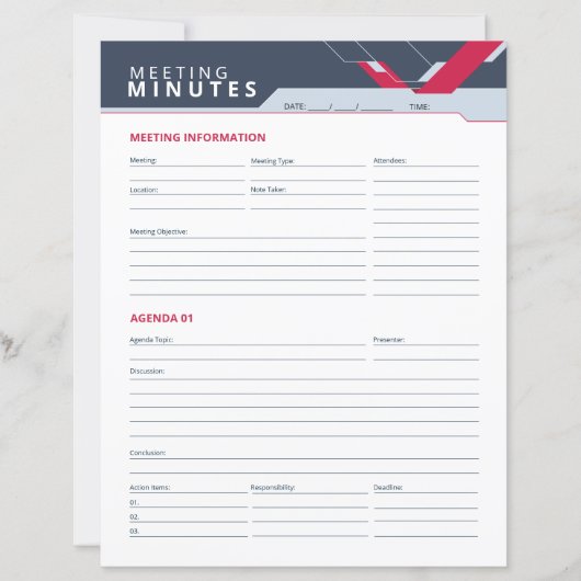 Professionele notulen van vergaderingen Sjabloon (Voorkant)