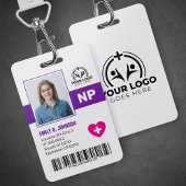 Professionele Nurse Practitioner NP foto en barcod Badge