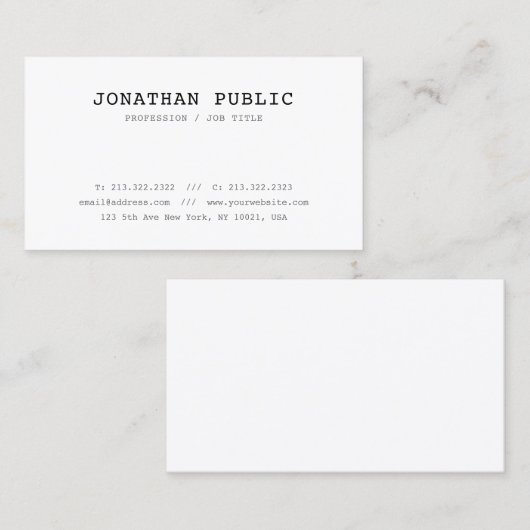 Professionele, ontwerpminimalistisch visitekaartje (Voorkant / Achterkant)