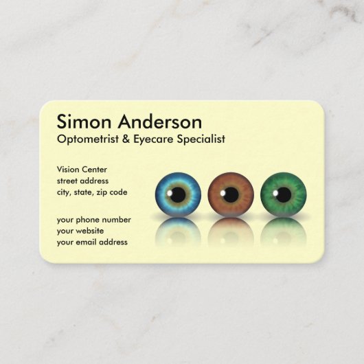 Professionele Oogbollen Optometrie Visitekaartjes (Voorkant)
