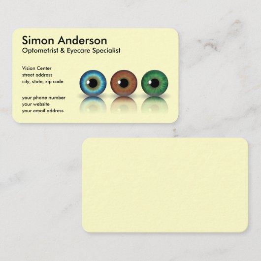 Professionele Oogbollen Optometrie Visitekaartjes (Voorkant / Achterkant)