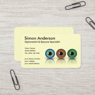 Professionele oogbollen Optometrische Visitekaartj Visitekaartje