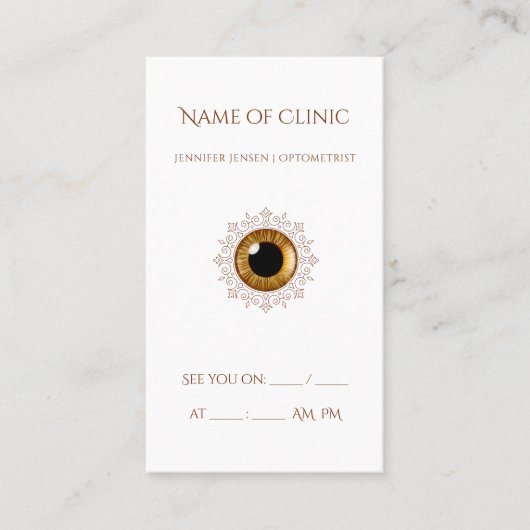 Professionele Optometrie Afspraak Bruin Oog Visitekaartje (Voorkant)