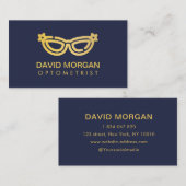 Professionele Optometrie Gouden Bril Logo Navy Visitekaartje (Voorkant / Achterkant)