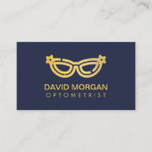 Professionele Optometrie Gouden Bril Logo Navy Visitekaartje (Voorkant)