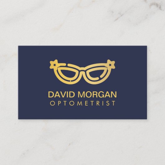 Professionele Optometrie Gouden Bril Logo Navy Visitekaartje (Voorkant)