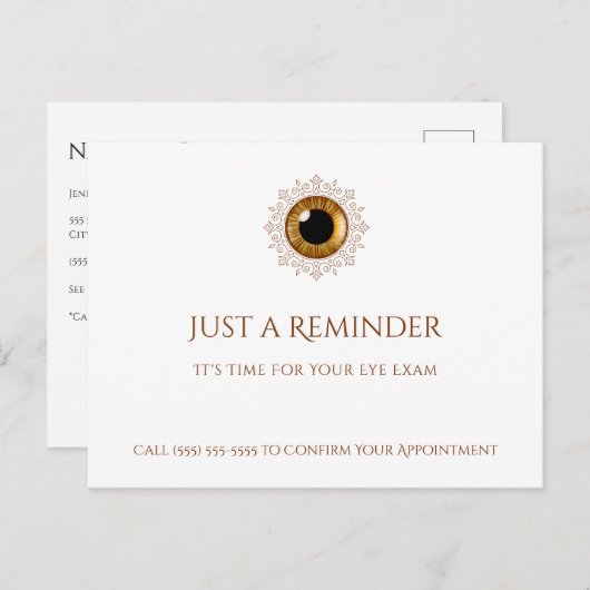 Professionele Optometrist Afspraak Bruin Oog Briefkaart (Voorkant / Achterkant)