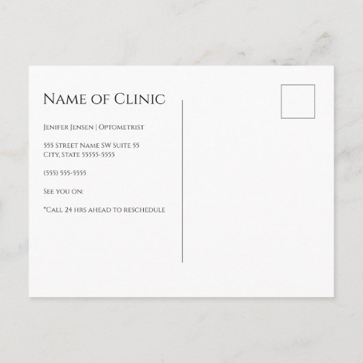 Professionele Optometrist Afspraak Bruin Oog Briefkaart (Achterkant)