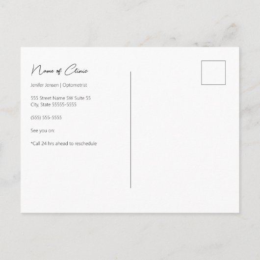 Professionele Optometrist Groene Hart Oog Herinner Briefkaart (Achterkant)