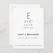 Professionele Optometrist Oogkaart Afspraak Briefkaart (Voorkant / Achterkant)