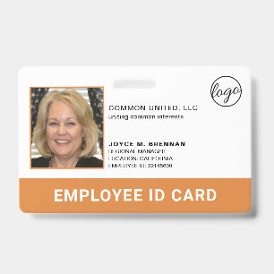 Professionele Oranje Logo werknemer Foto ID Badge