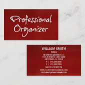 Professionele organisator geborsteld rood Visiteka Visitekaartje (Voorkant / Achterkant)