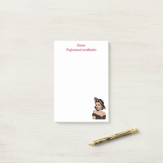 Professionele overdenker, elegant, Roze Gepersonal Post-it® Notes (Op bureau)
