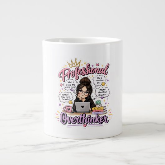 Professionele overdenker grappige quote wit grote koffiekop (Voorkant)