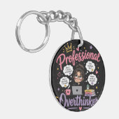Professionele overdenker grappige quote zwart sleutelhanger (Voorkant Links)