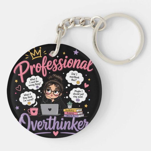 Professionele overdenker grappige quote zwart sleutelhanger (Achterkant)