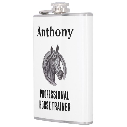 Professionele Paardentrainer Zwart Wit Schets Mare Heupfles (Links)