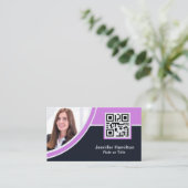 Professionele Paars voegen uw Logo QR Code Foto to Visitekaartje (Staand voorkant)