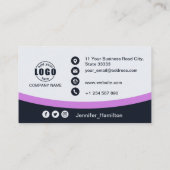 Professionele Paars voegen uw Logo QR Code Foto to Visitekaartje (Achterkant)