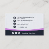 Professionele Paars voegen uw Logo QR Code Foto to Visitekaartje (Achterkant)