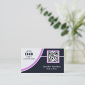Professionele Paars voegen uw Logo QR-code toe Visitekaartje (Staand voorkant)