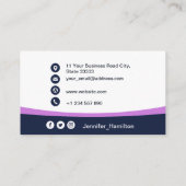 Professionele Paars voegen uw Logo QR-code toe Visitekaartje (Achterkant)